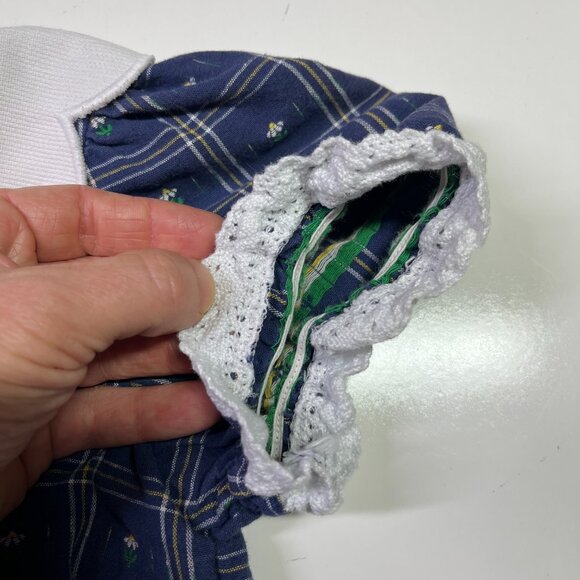 Vintage Good Lad Size 4T Navy Blue Floral Dress Scalloped Collar Lace Trim - Picture 6 of 8